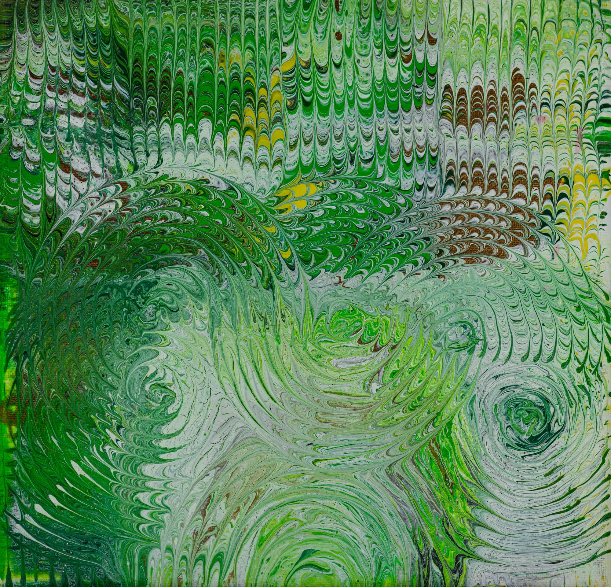 Emerald Feather Spirals, Acrylic Abstract collection